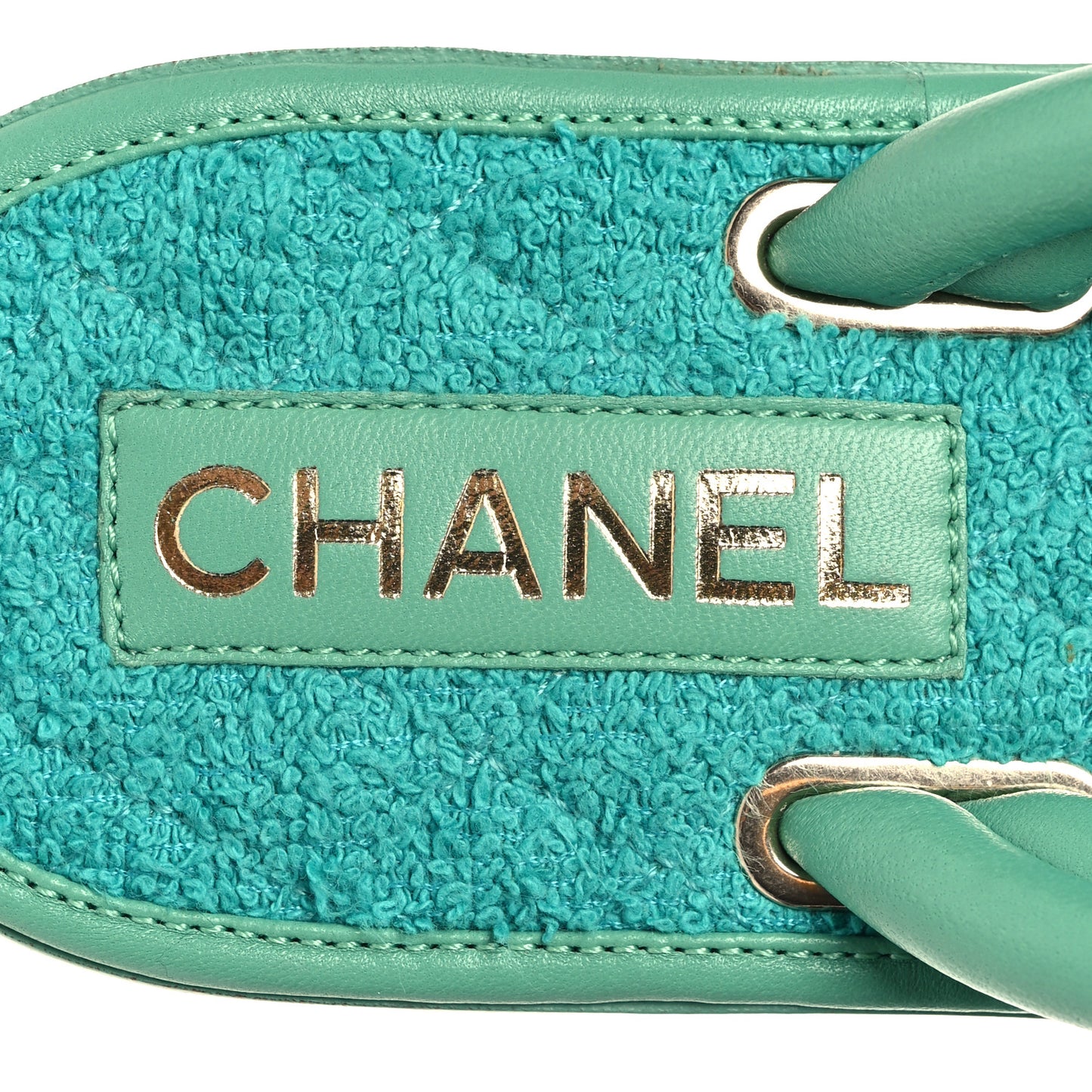 Lambskin Terry Cloth CC Thong Sandals 39 Green