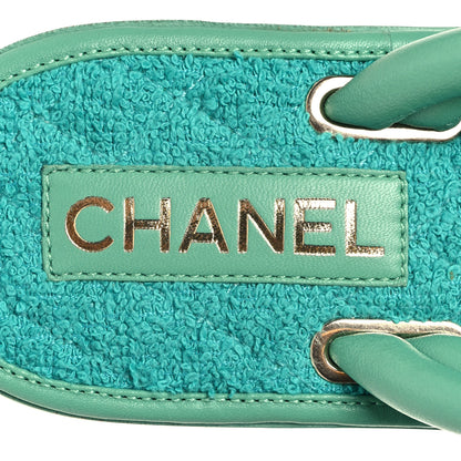 Chanel Lambskin Terry Cloth CC Thong Sandals 39 Green 8 of 8