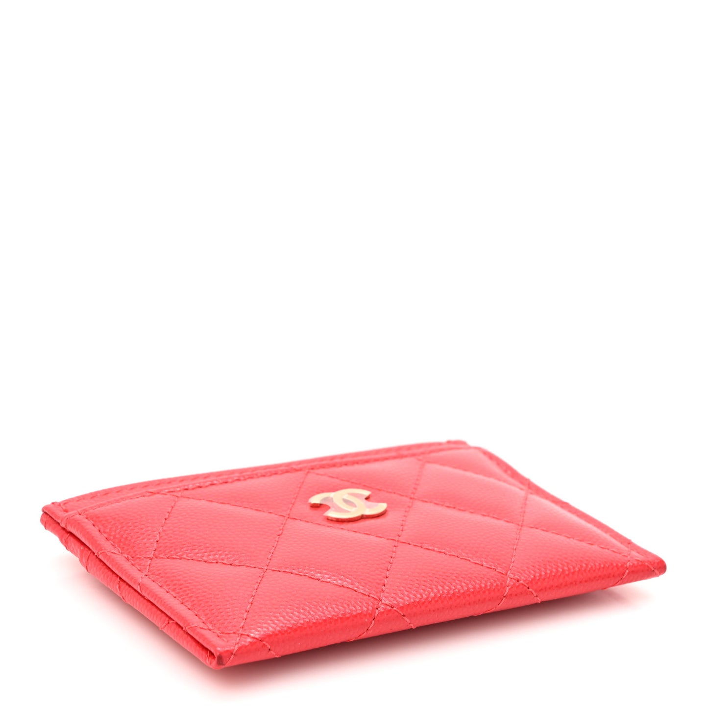 Caviar Quilted Card Holder Red
