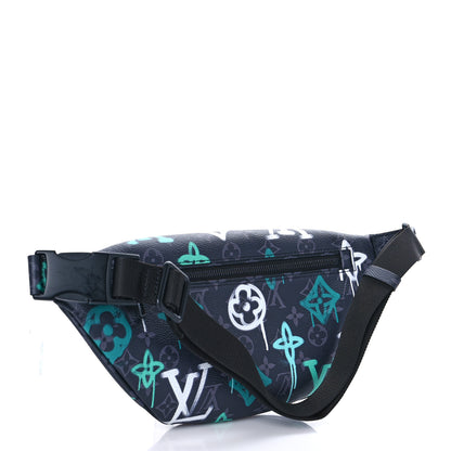Louis Vuitton Monogram Eclipse LV Graffiti Discovery Bumbag Green Lights 3 of 8