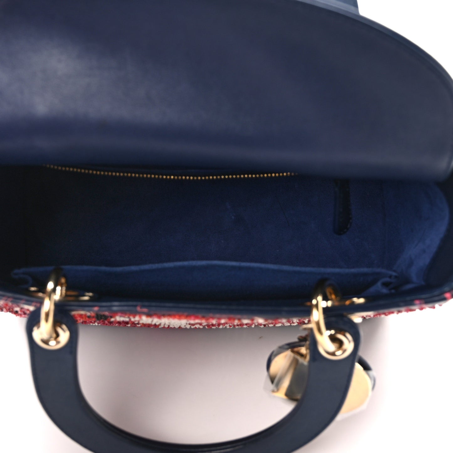 Smooth Calfskin Beaded Animals Medium Lady Dior Deep Blue Fuchsia