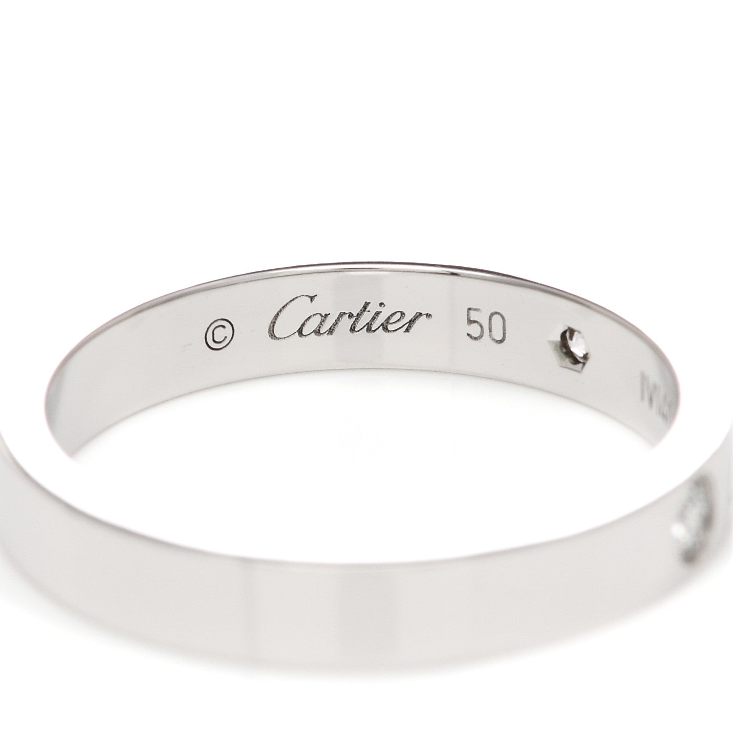 Cartier Platinum 2 Diamond 3mm C De Cartier Wedding Band Ring 50 5.25 4 of 7