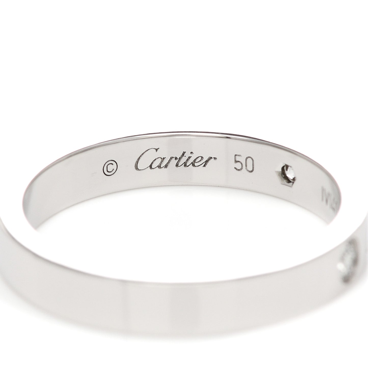 Platinum 2 Diamond 3mm C De Cartier Wedding Band Ring 50 5.25