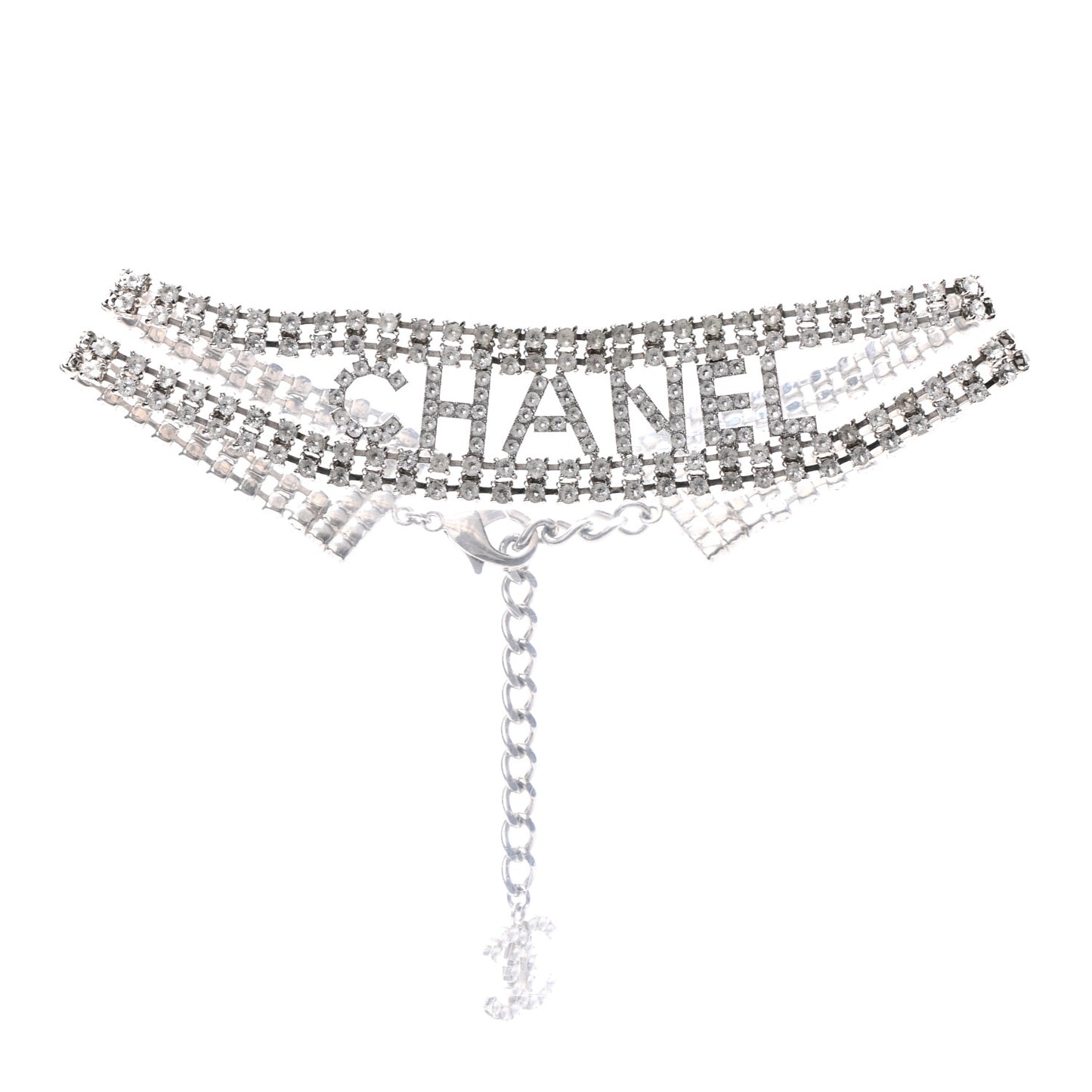 Crystal CC Logo Choker Necklace Silver