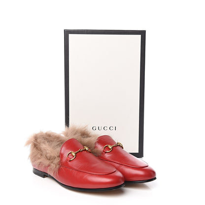 Gucci Malaga Kid Fur Womens Jordaan Loafers 36.5 Hibiscus Red Natural 9 of 9