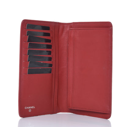 Chanel Lambskin Camellia Embossed Yen Wallet Dark Red 5 of 8