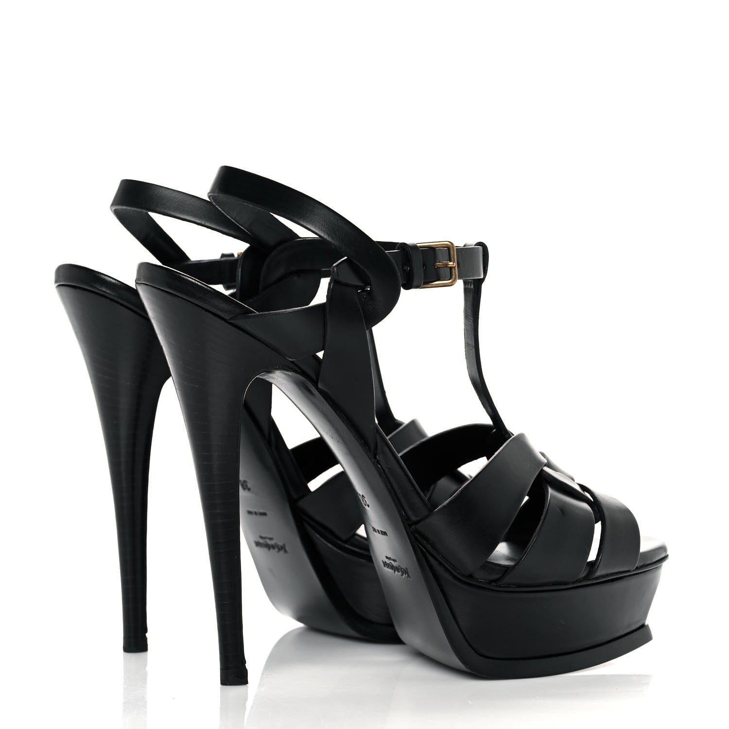 Saint Laurent Calfskin Tribute 105 Platform Sandals 38 Black 4 of 9
