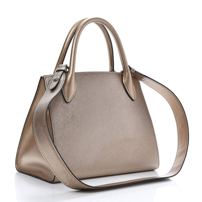Prada Saffiano Cuir Calfskin Small Monochrome Top Handle Tote Quarzo Mordo 3 of 13