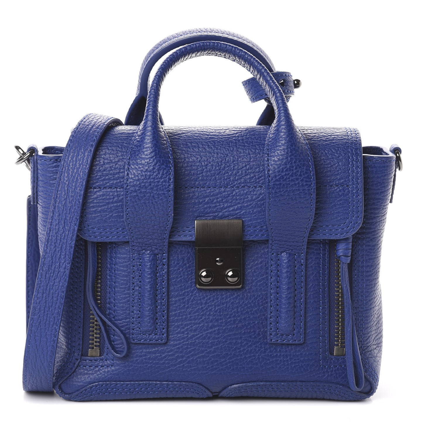 3.1 Textured Calfskin Mini Pashli Satchel Cobalt
