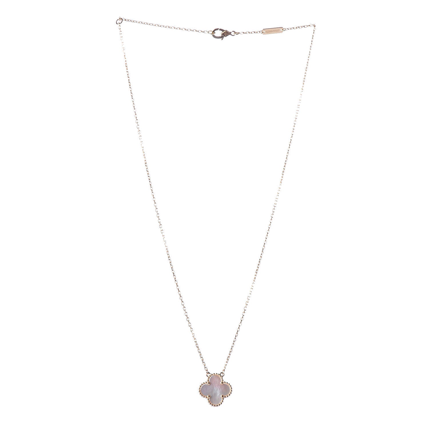Van Cleef & Arpels 18K Yellow Gold Mother of Pearl Vintage Alhambra Pendant Necklace 3 of 8