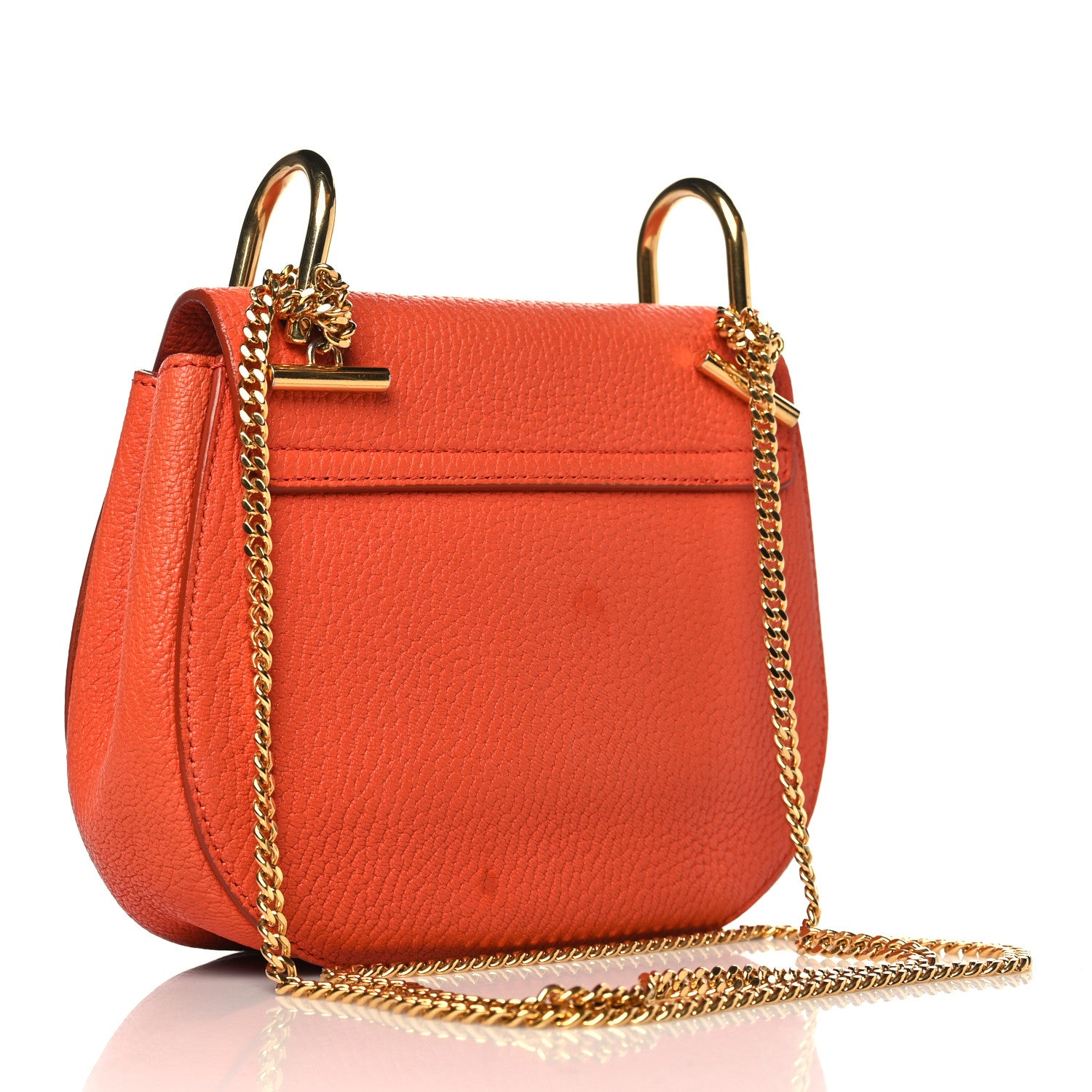 Chloe Grained Lambskin Mini Drew Shoulder Bag Foxy Orange 3 of 11