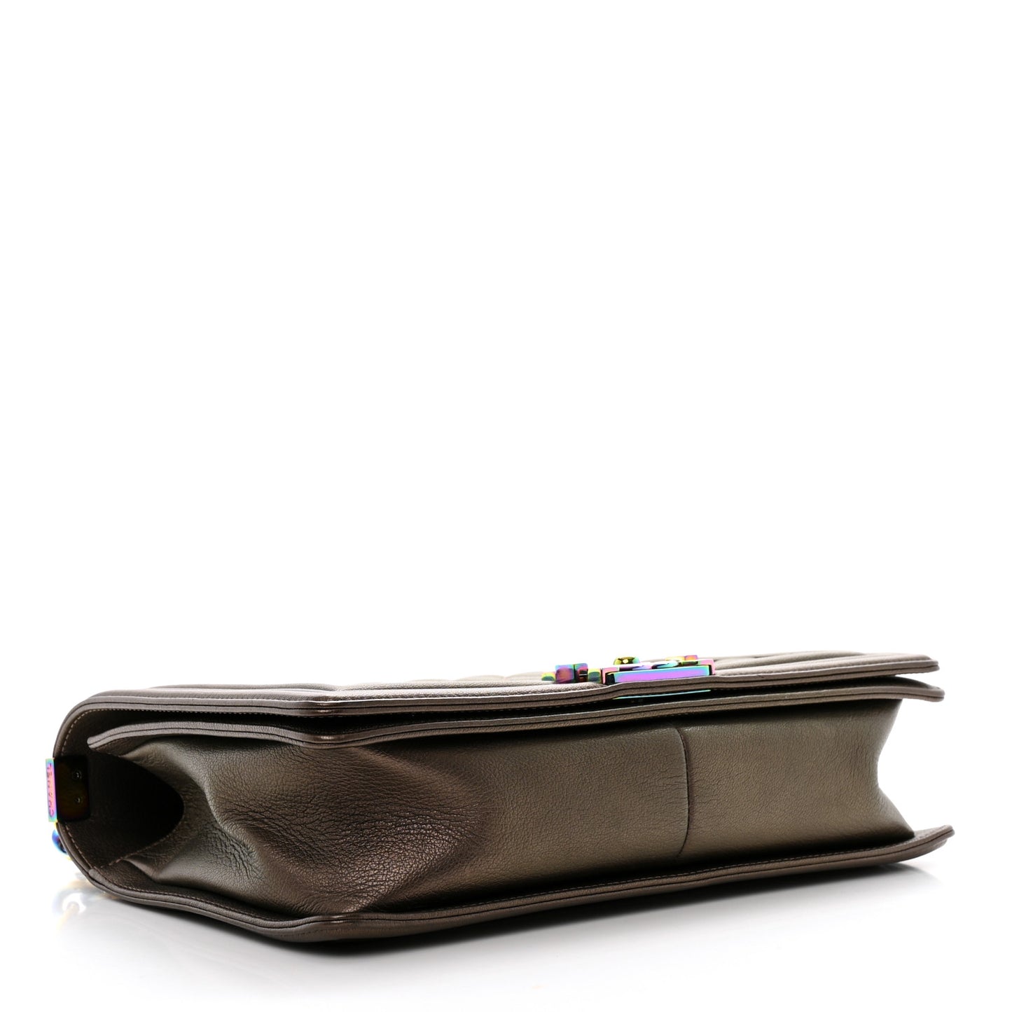 Iridescent Goatskin Quilted New Medium Boy Flap Dark Gold