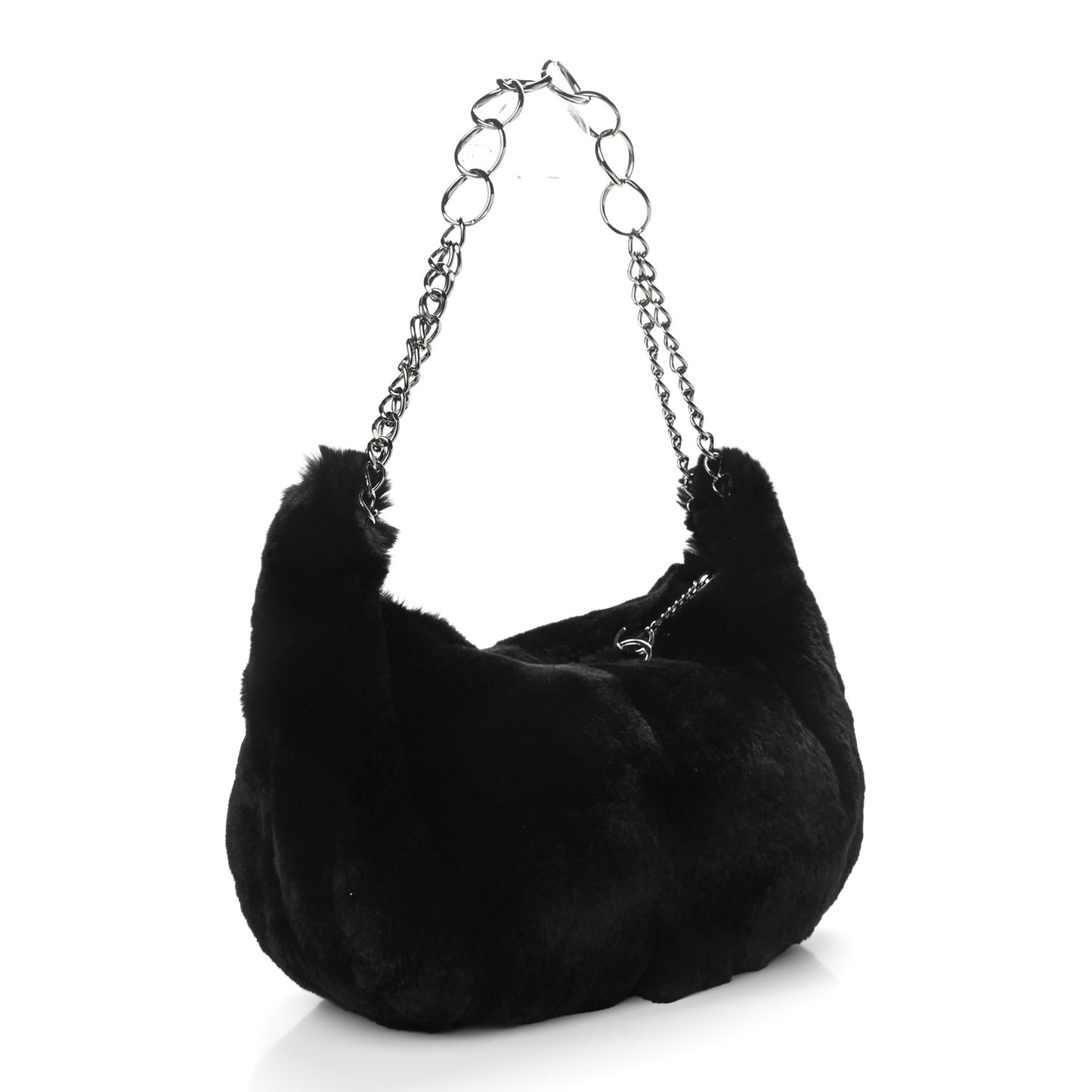 Lapin Rabbit Fur Shoulder Bag Black
