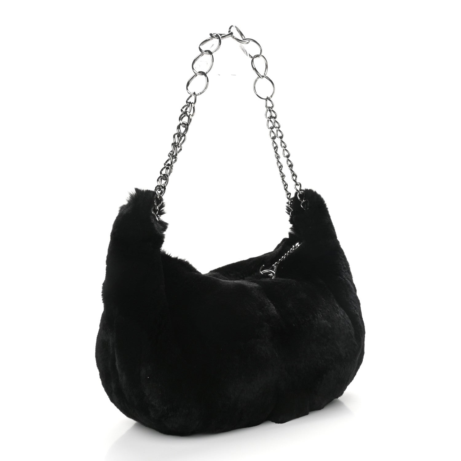 Chanel Lapin Rabbit Fur Shoulder Bag Black 3 of 11