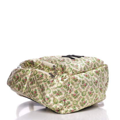 Gucci X MLB Satin Floral Print NY Yankees Patch Backpack Ivory Green 3 of 10