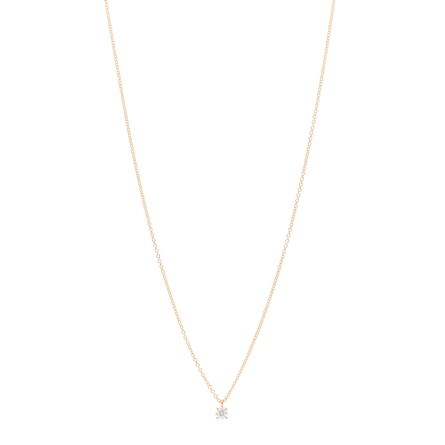 18K Rose Gold Diamond .20ct Solitaire Pendant Necklace