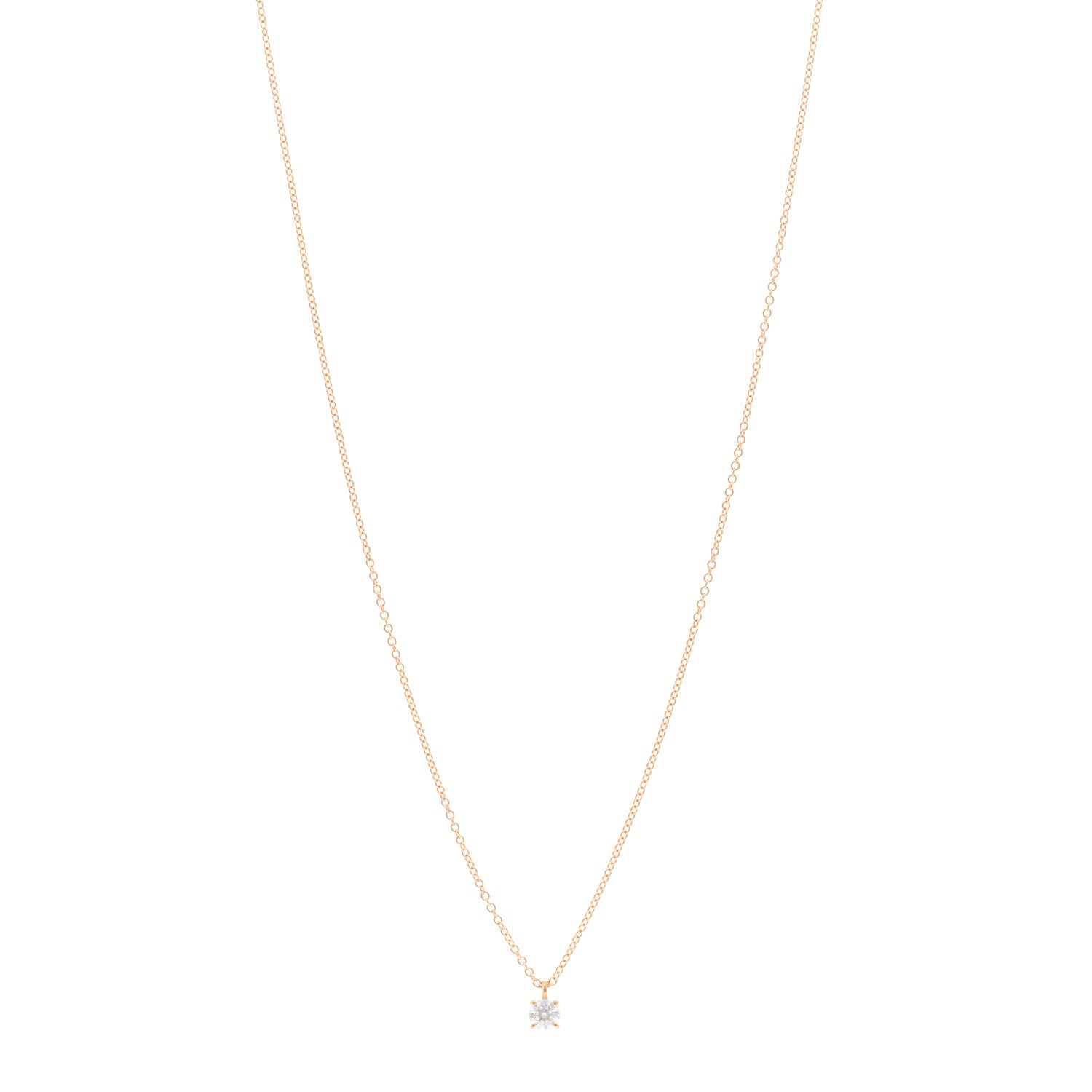 Tiffany 18K Rose Gold Diamond .20ct Solitaire Pendant Necklace 1 of 5