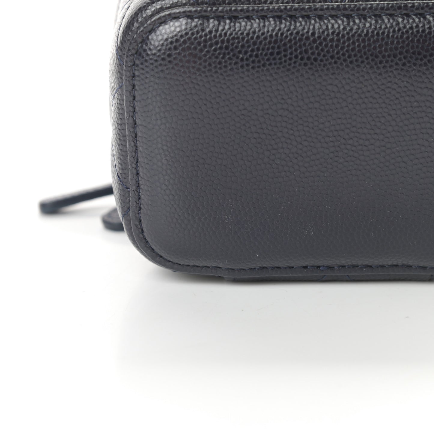 Caviar Quilted Mini Vanity Case With Chain Navy Blue