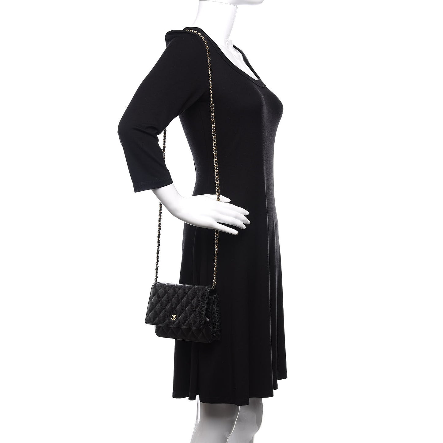 Caviar Quilted Wallet On Chain WOC Black