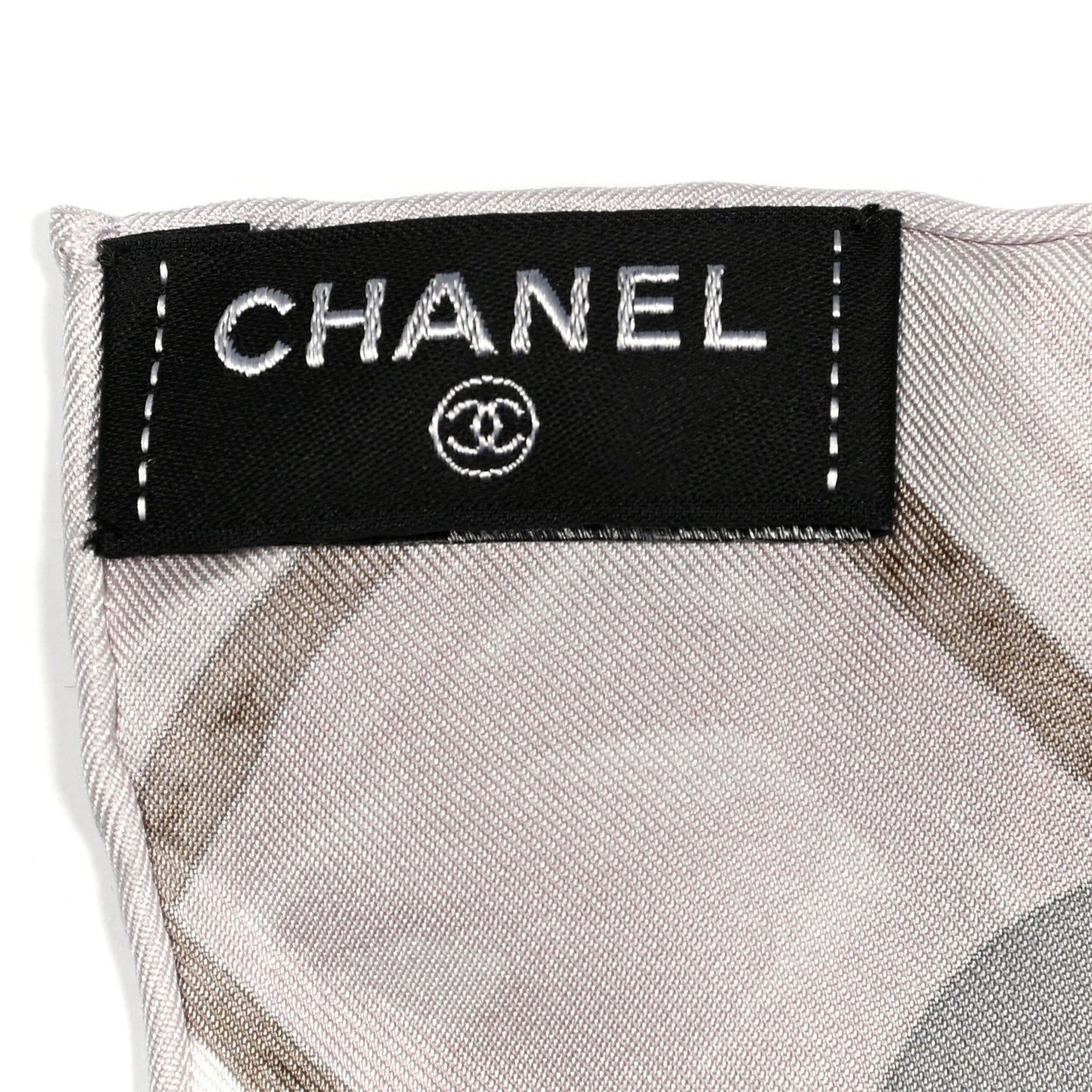 Silk CC Logo Camellia Scarf White Pink