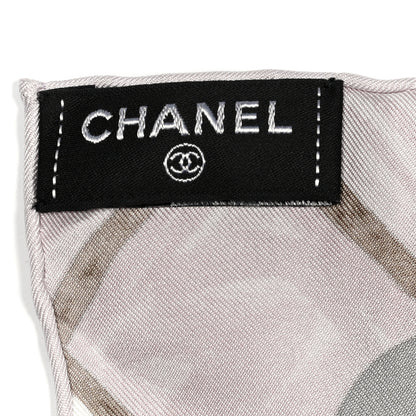 Chanel Silk CC Logo Camellia Scarf White Pink 3 of 3