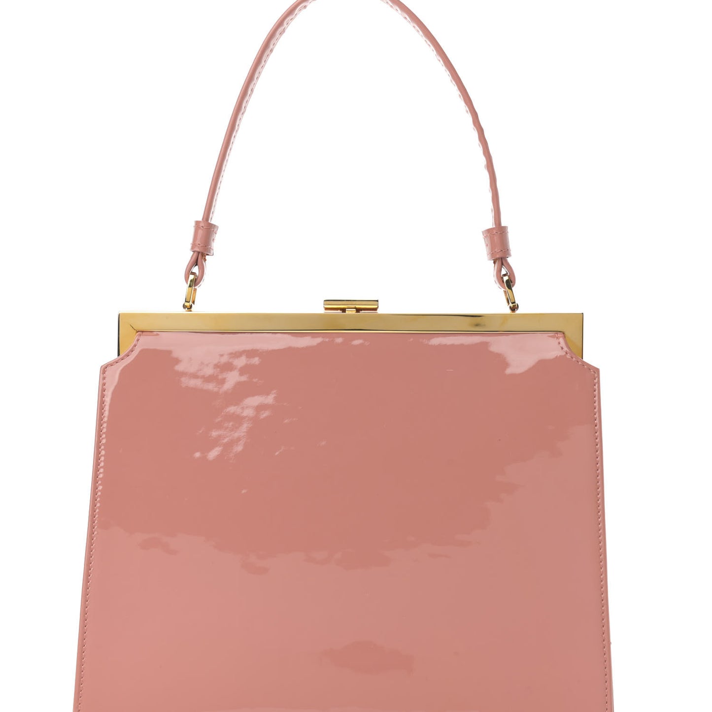 Patent Calfskin Elegant Top Handle Bag Blush