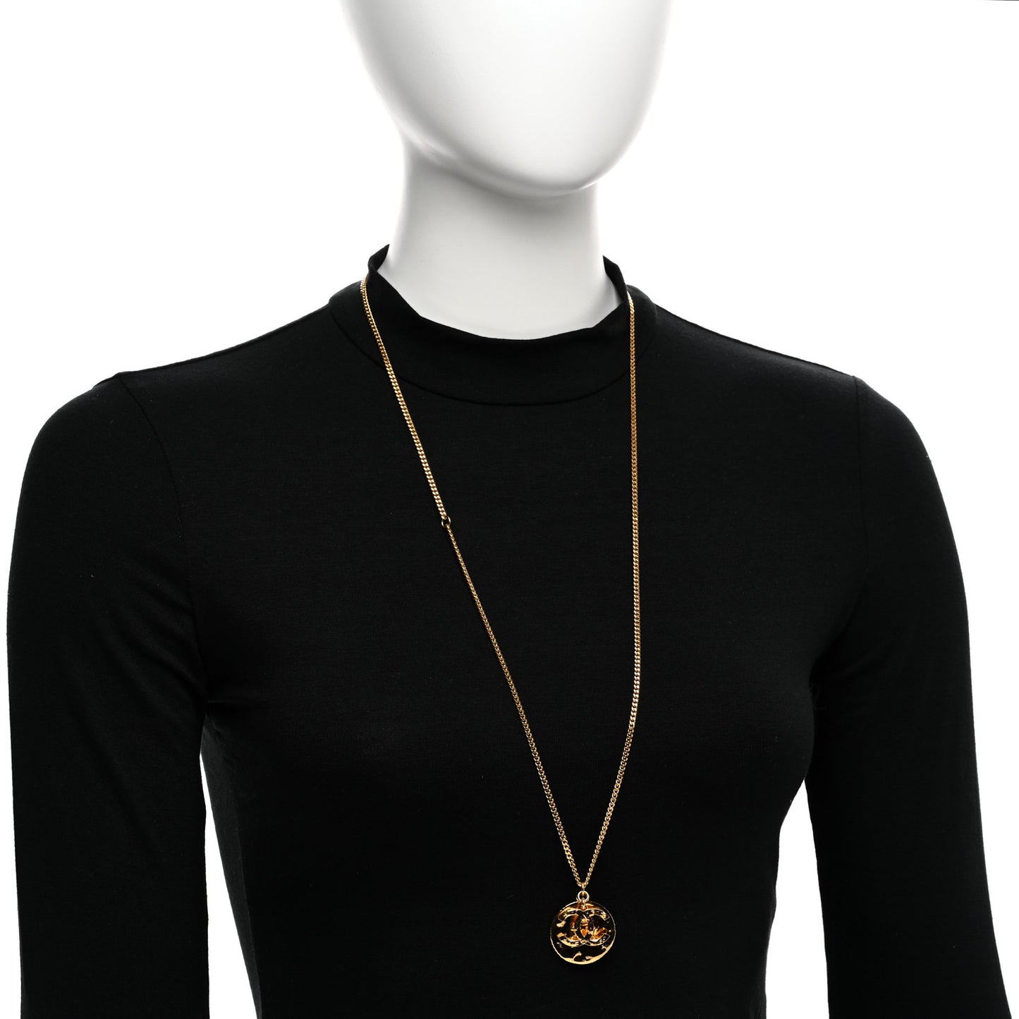 Metal Resin CC Round Pendant Necklace Gold Black