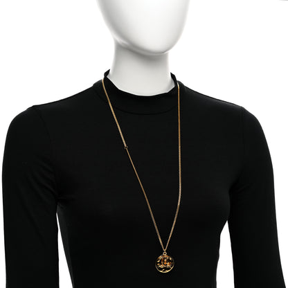Chanel Metal Resin CC Round Pendant Necklace Gold Black 2 of 6