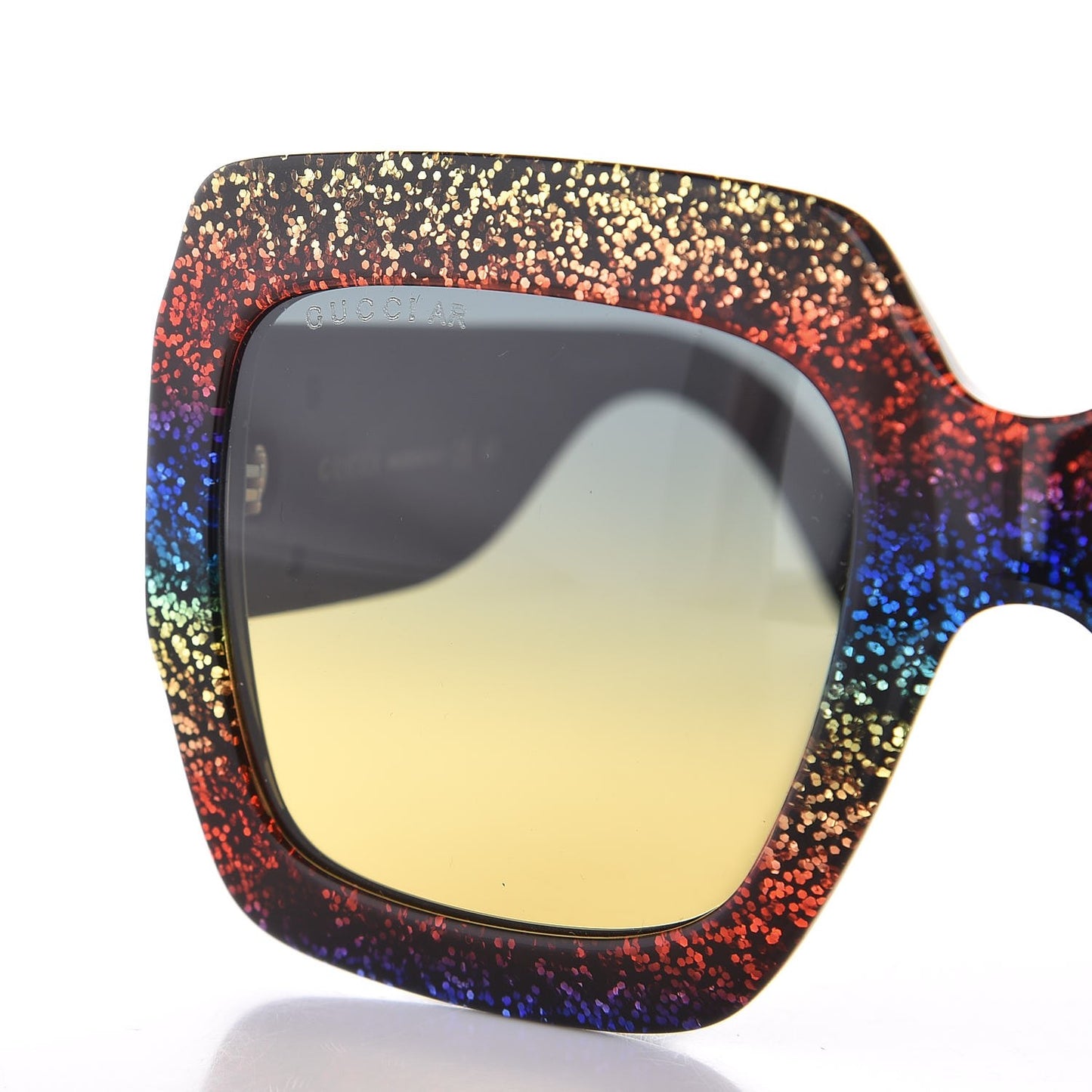 Square Frame GG0102S Sunglasses Glitter Gold Multi