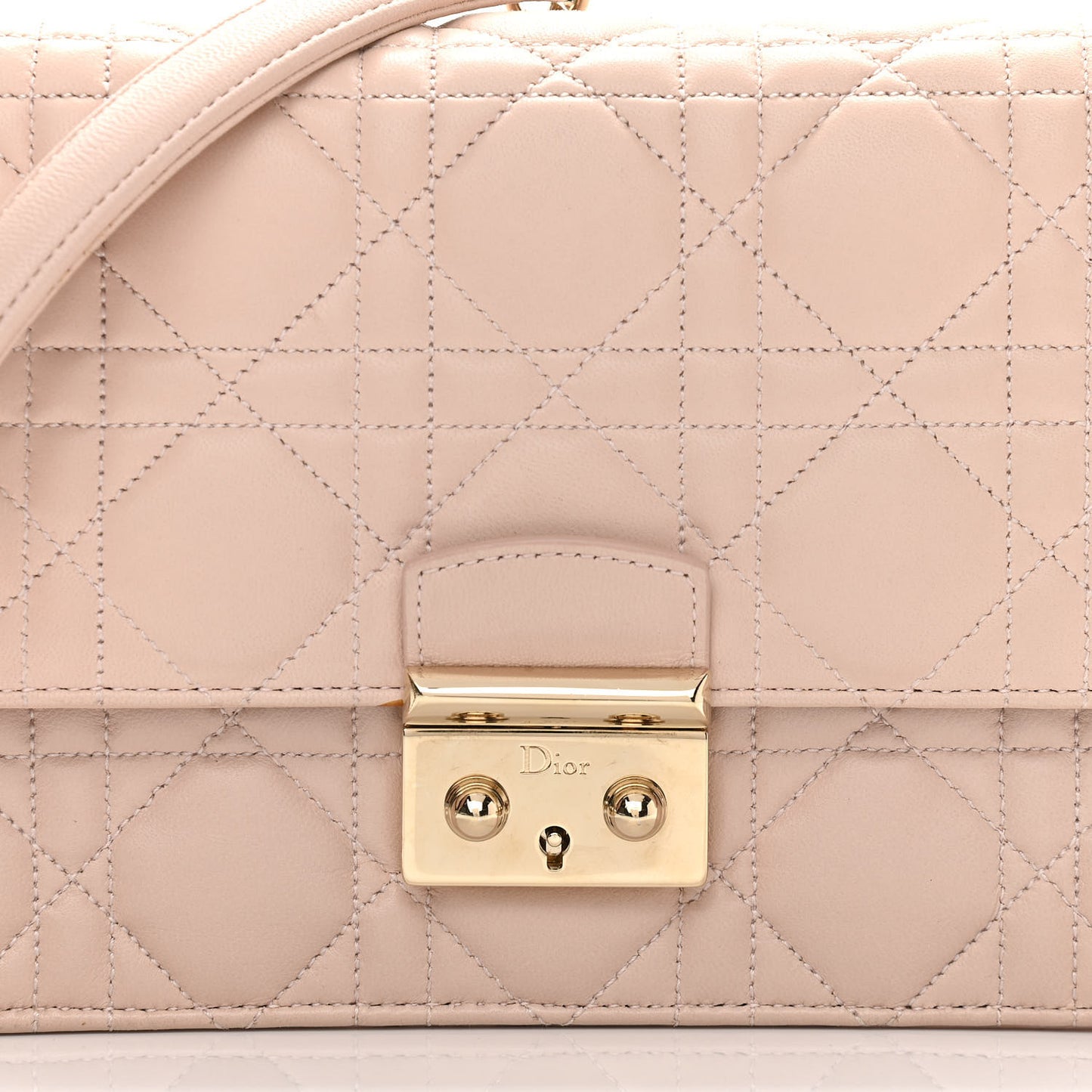 Lambskin Cannage Miss Dior Promenade Pouch Beige