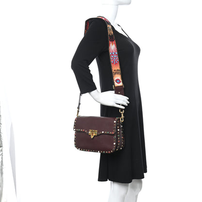 Valentino Garavani Calfskin Enchanted Wonderland Medium Guitar Strap Rockstud Rolling Flap Saddle Bag Rubin 2 of 15