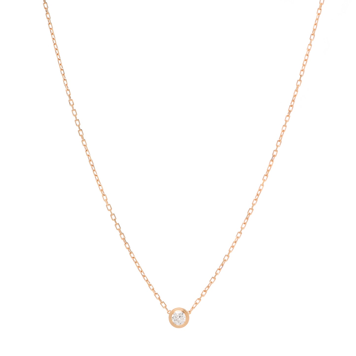 18K Pink Gold Diamond LM D'Amour Pendant Necklace
