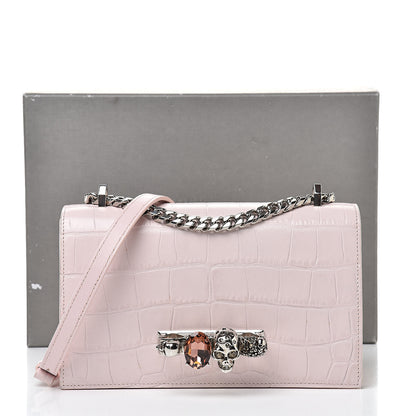 Alexander McQueen Calfskin Crocodile Embossed Knuckle Shoulder Bag Light Pink 14 of 14