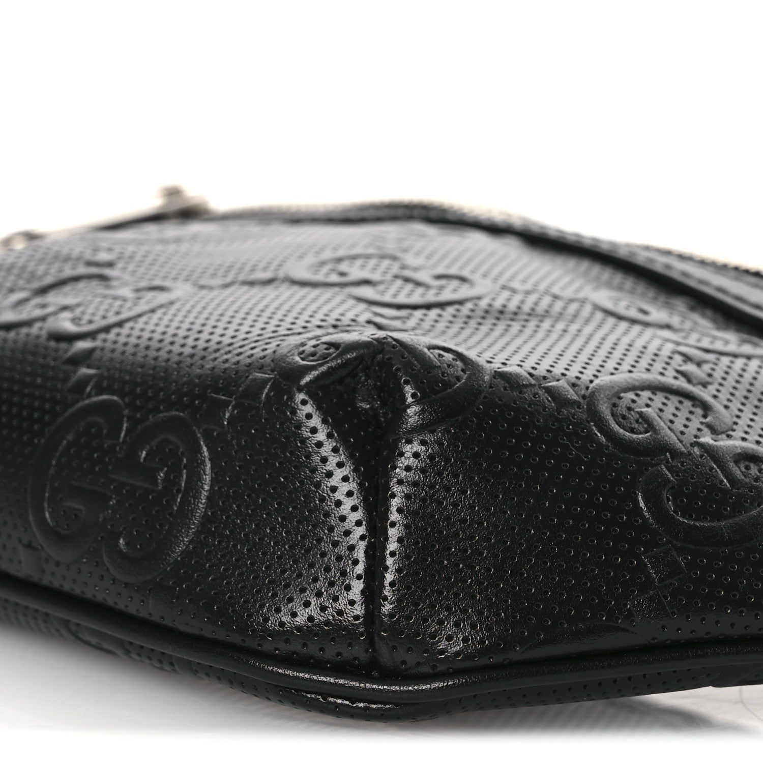 Gucci Calfskin GG Tennis Embossed Belt Bag Black 10 of 12