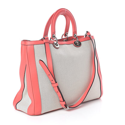 Christian Dior Canvas Calfskin Large Diorissimo Tote Coral 4 of 9
