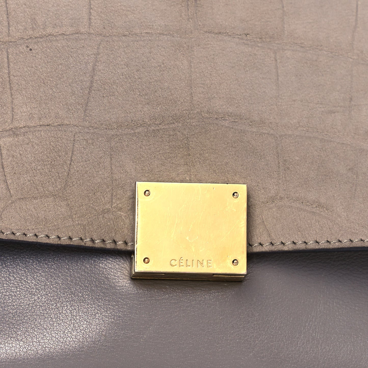 Crocodile Embossed Nubuck Medium Trapeze Grey