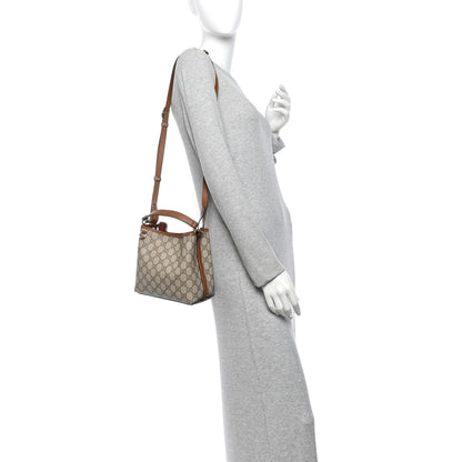 Gucci GG Supreme Monogram Emblem Small Shoulder Bag Beige Ebony Sundial 2 of 12