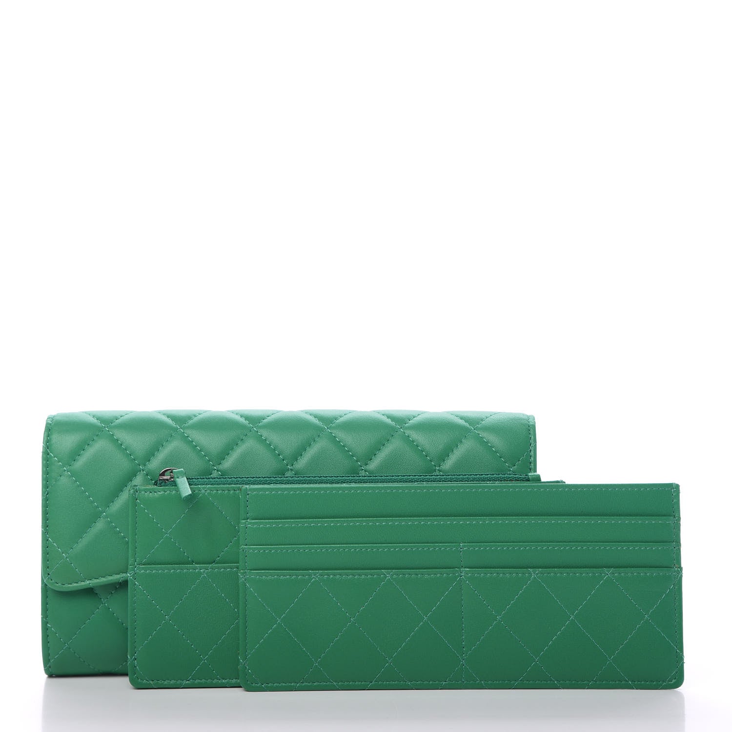 Chanel Lambskin Quilted Travel Wallet Green 9 of 9