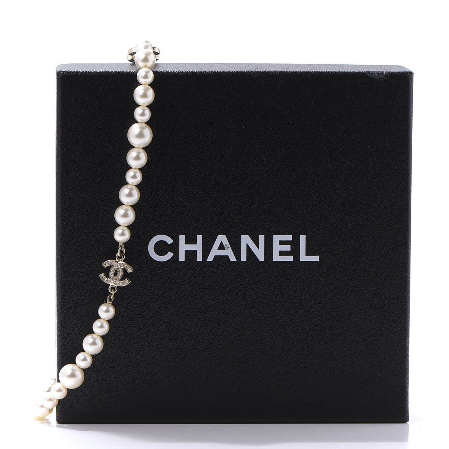 Crystal Pearl CC Short Necklace Gold