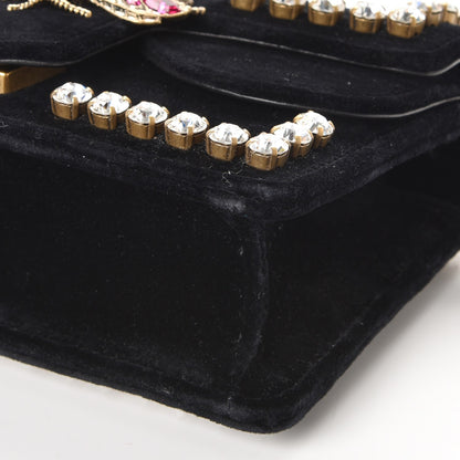 Gucci Velvet Crystal Mini Bee Broadway Shoulder Bag Black 9 of 10