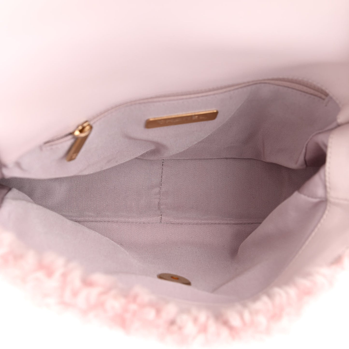 Shearling Sheepskin Medium Chanel 19 Flap Light Pink