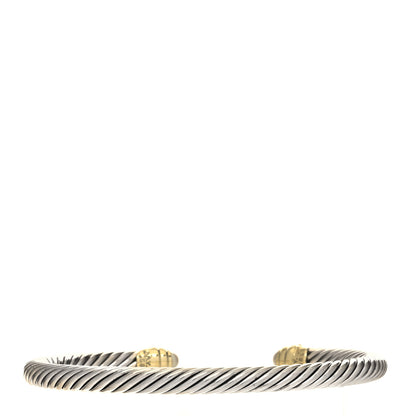 David Yurman Sterling Silver 14K Yellow Gold Pearl 5mm Cable Classics Petite Color Bracelet 2 of 3