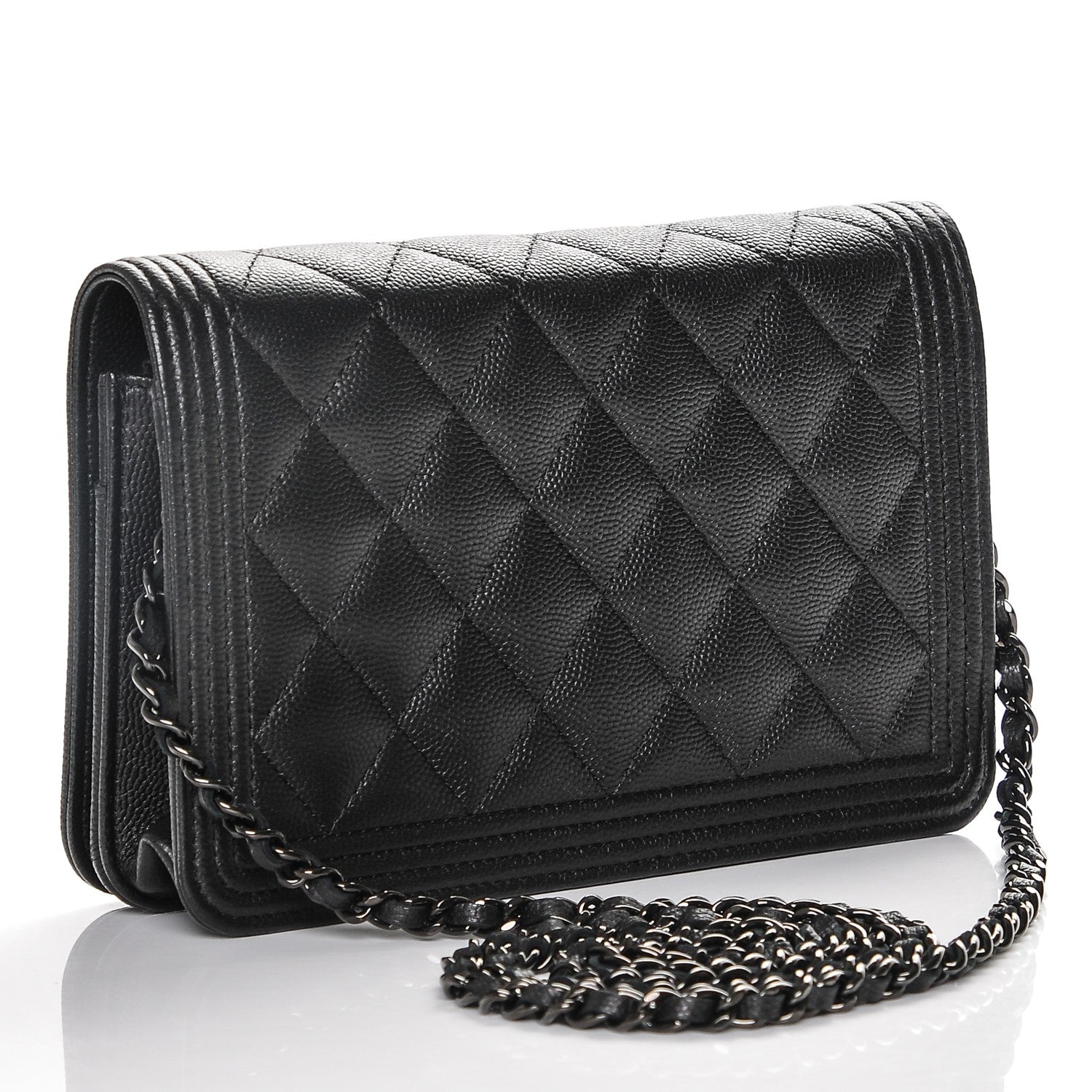 Chanel Caviar Quilted Boy Wallet On Chain WOC So Black 3 of 7