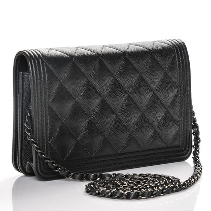 Chanel Caviar Quilted Boy Wallet On Chain WOC So Black 3 of 7