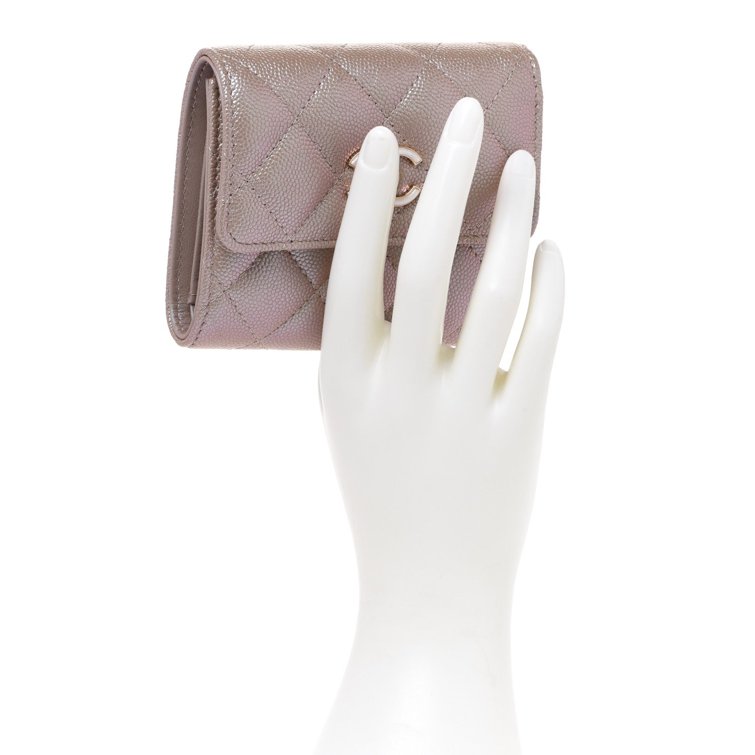 Chanel Iridescent Caviar Quilted Small Flap Wallet Beige 2 of 9