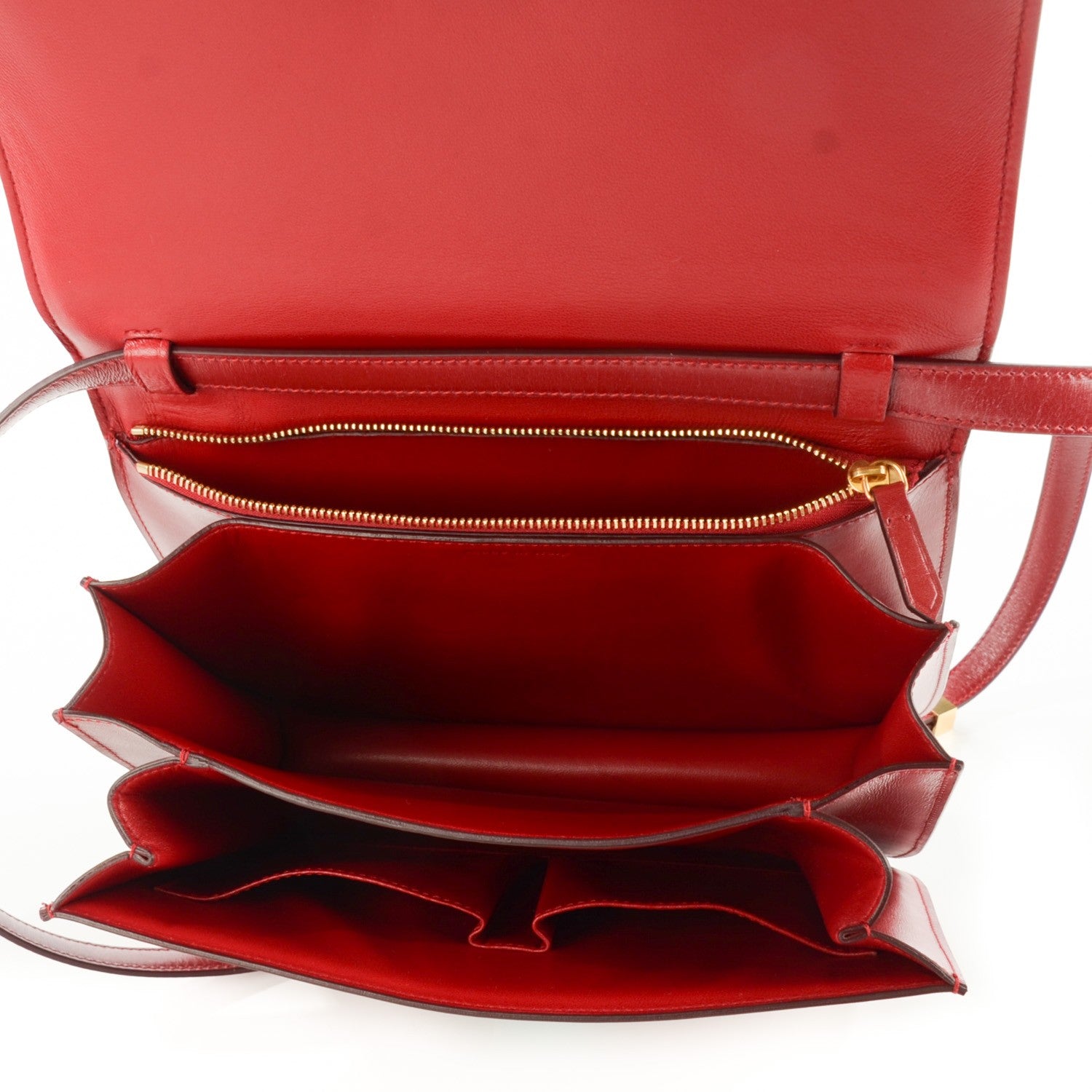 Celine Box Calfskin Medium Classic Box Flap Bag Red 6 of 10