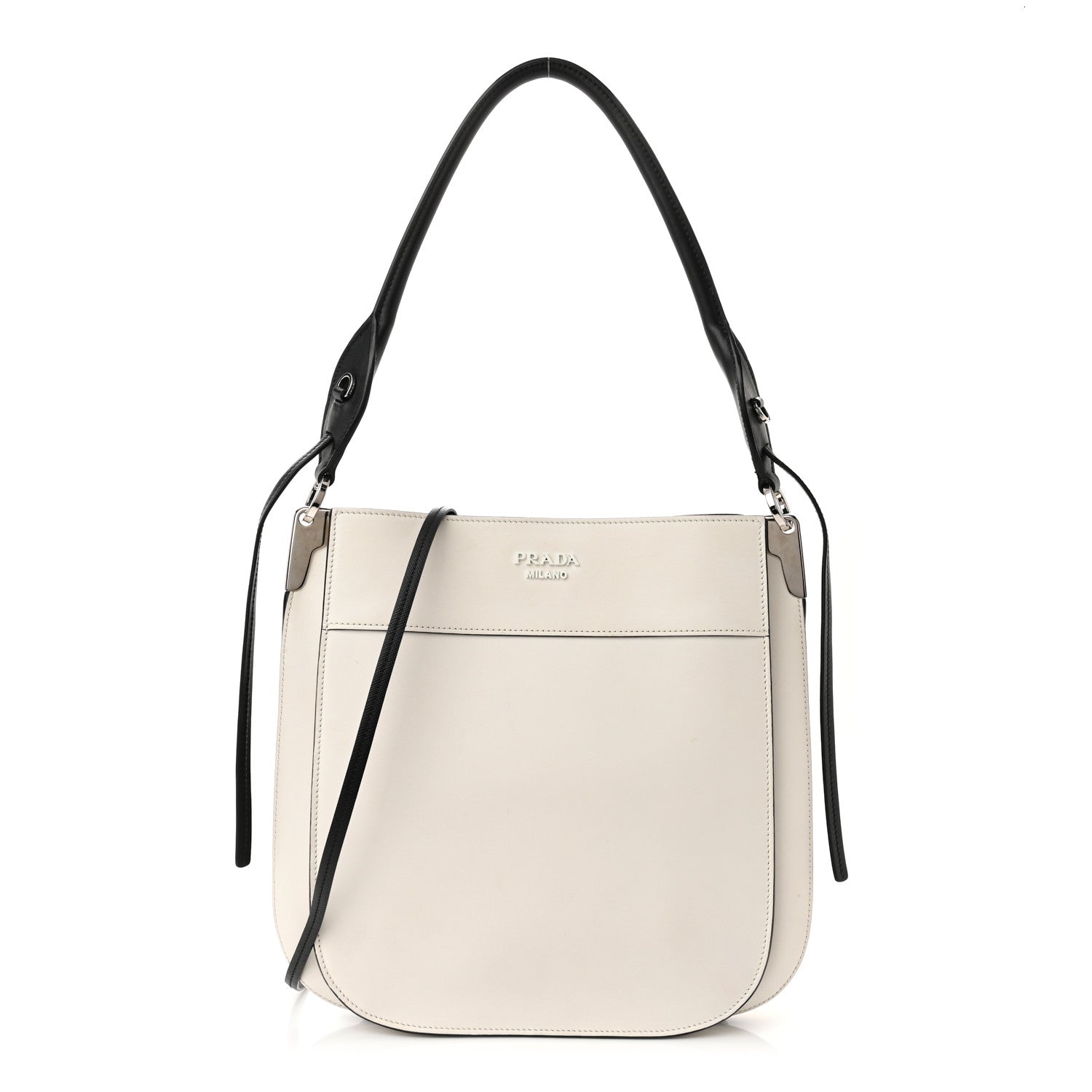 Prada City Calfskin Small Margit Bag White Black 1 of 16