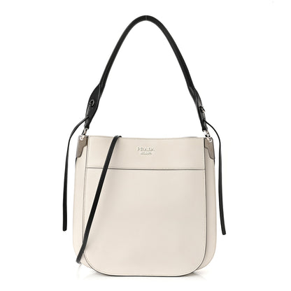 Prada City Calfskin Small Margit Bag White Black 1 of 16