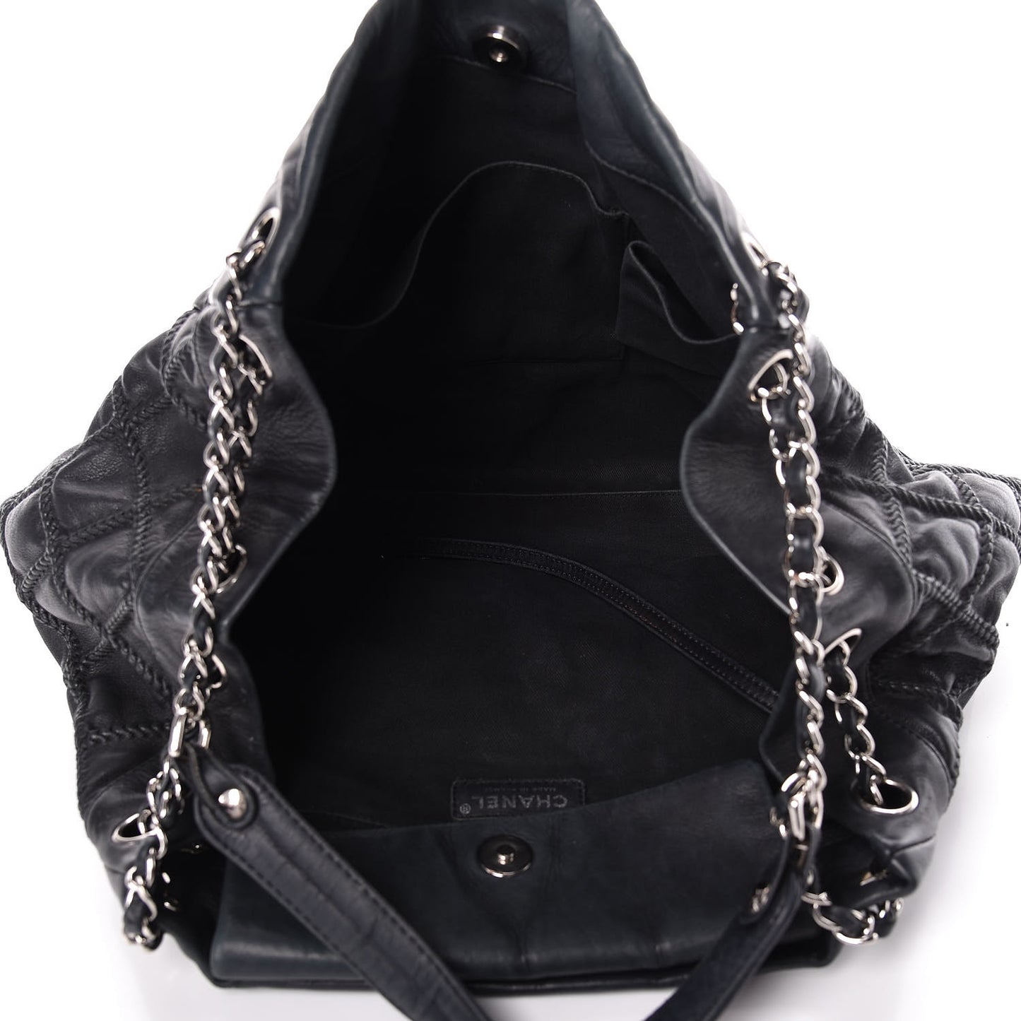 Lambskin Stitched Accordion Shoulder Bag Black