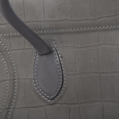 Celine Crocodile Embossed Nubuck Medium Phantom Luggage Grey 7 of 17